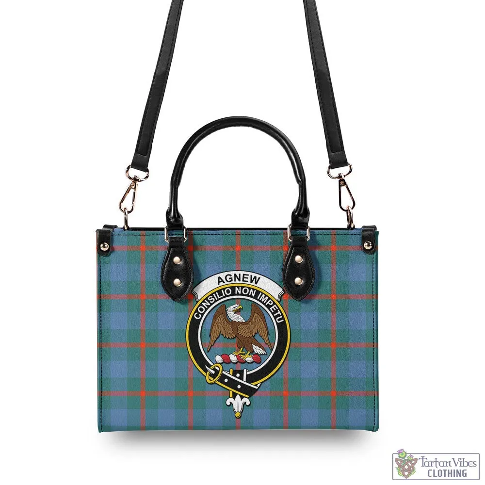 Agnew Ancient Tartan Luxury Leather Handbags with Family Crest