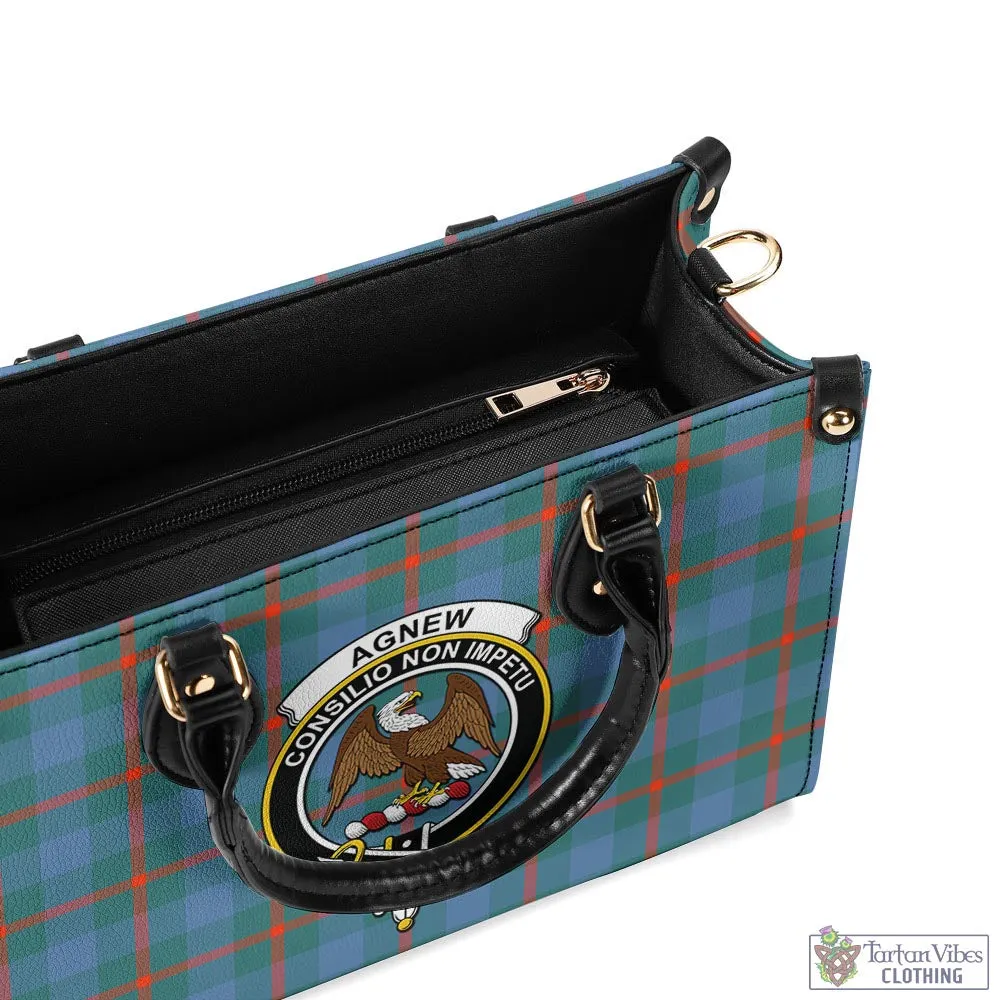 Agnew Ancient Tartan Luxury Leather Handbags with Family Crest
