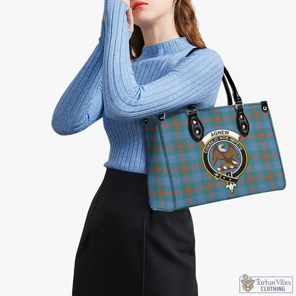 Agnew Ancient Tartan Luxury Leather Handbags with Family Crest