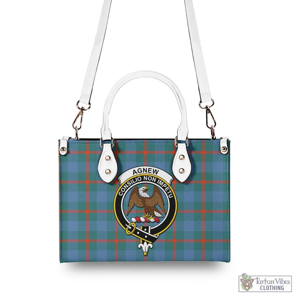 Agnew Ancient Tartan Luxury Leather Handbags with Family Crest