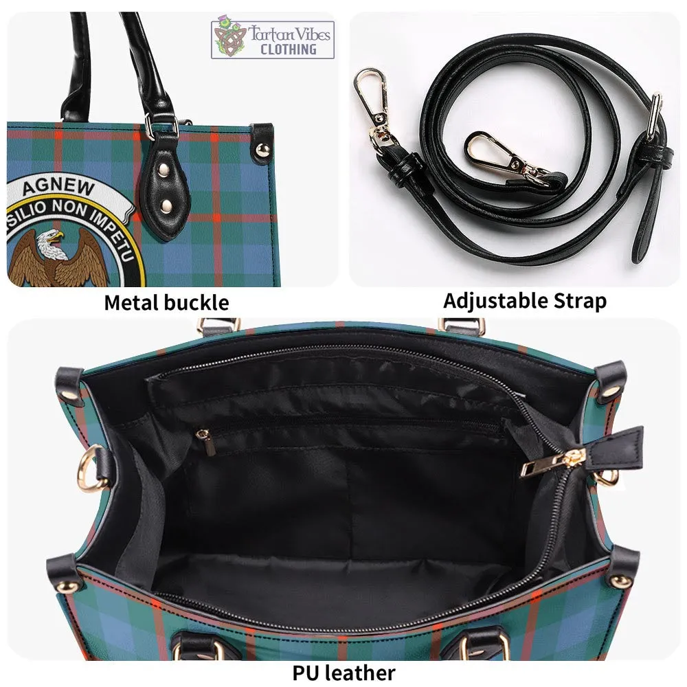 Agnew Ancient Tartan Luxury Leather Handbags with Family Crest