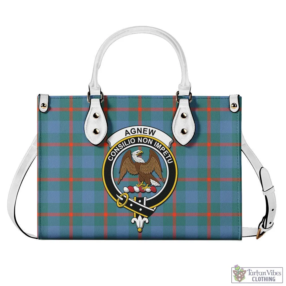 Agnew Ancient Tartan Luxury Leather Handbags with Family Crest