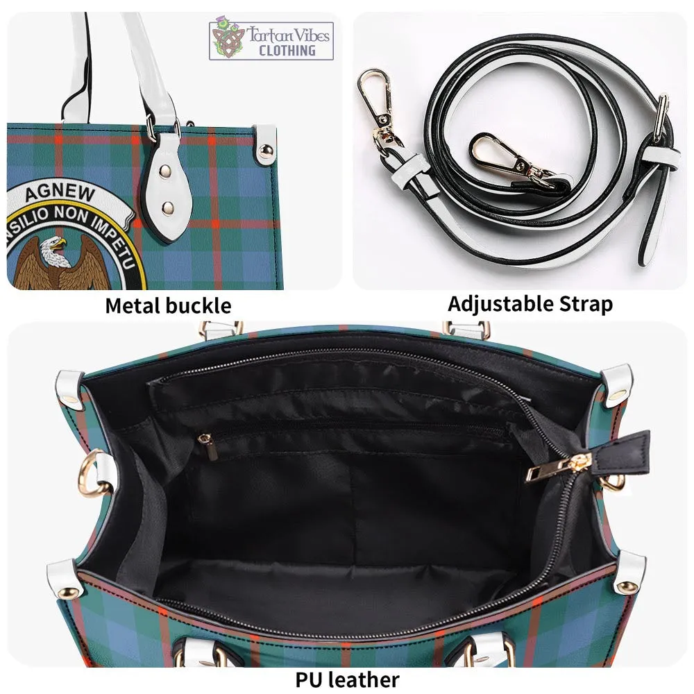 Agnew Ancient Tartan Luxury Leather Handbags with Family Crest