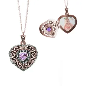 Amethyst Vintage Heart Locket Rose Gold   Photos