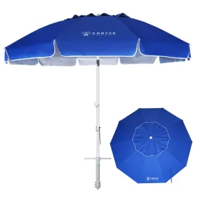 AMMSUN 8 Feet Large Beach Umbrella with Sand Anchor Heavy Duty High Wind Portable Outdoor Umbrellas UV 50 