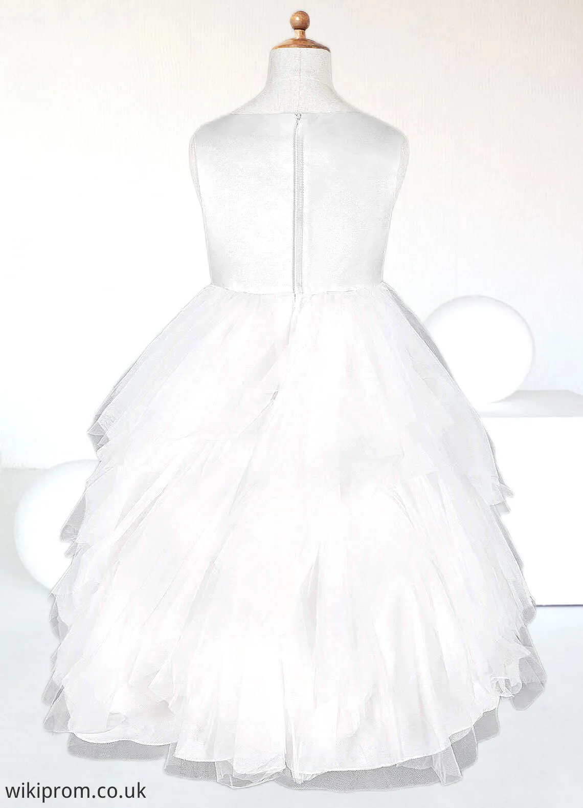 Anabelle Ball-Gown Embroidered Tulle Knee-Length Dress Diamond White SWKP0022808