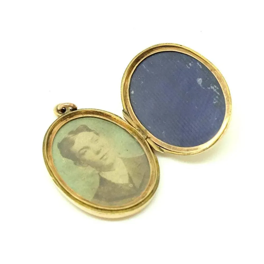 Antique Edwardian 1906 9ct Rose Gold Oval Locket Necklace