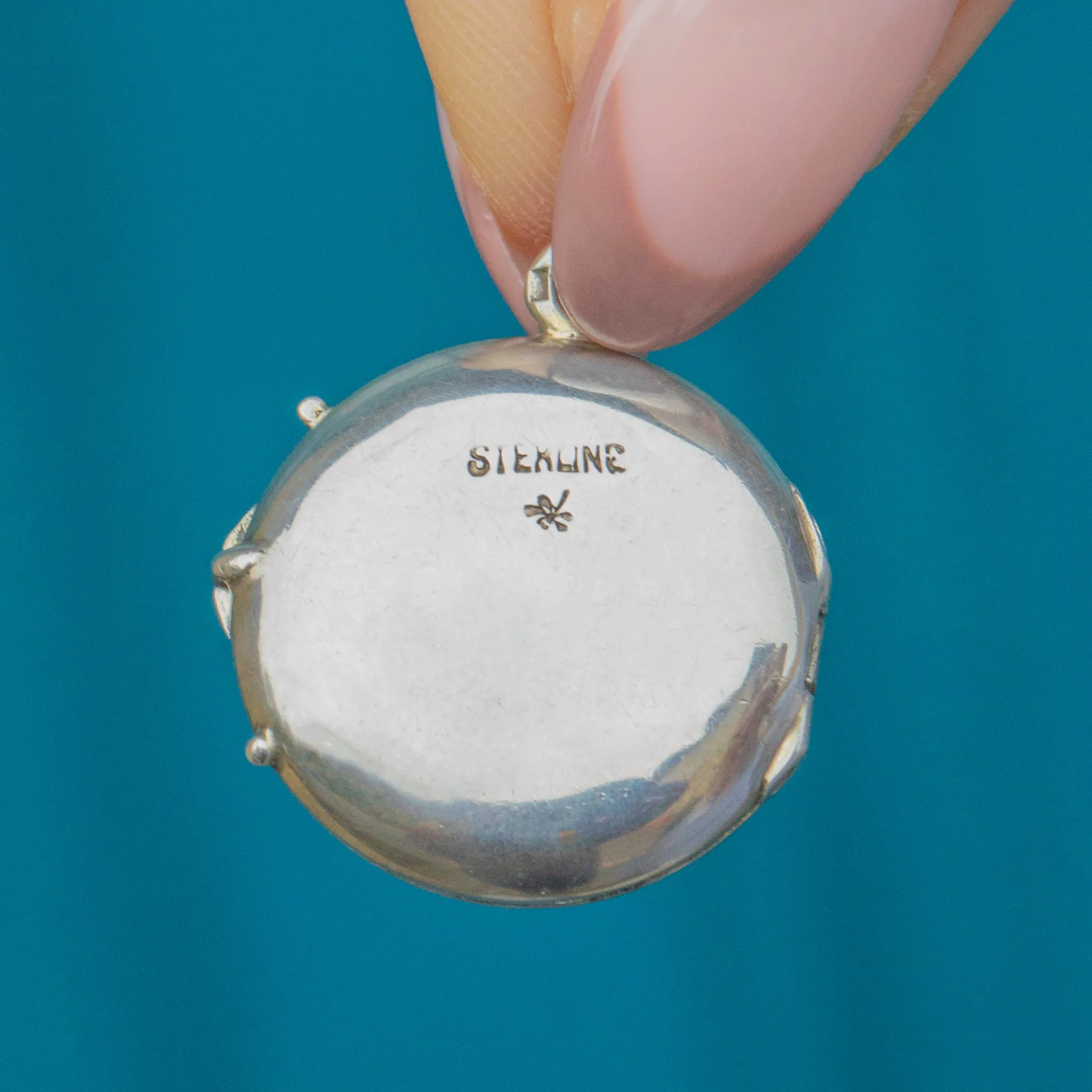 Antique Guilloche Enamel Locket with Rose Garland