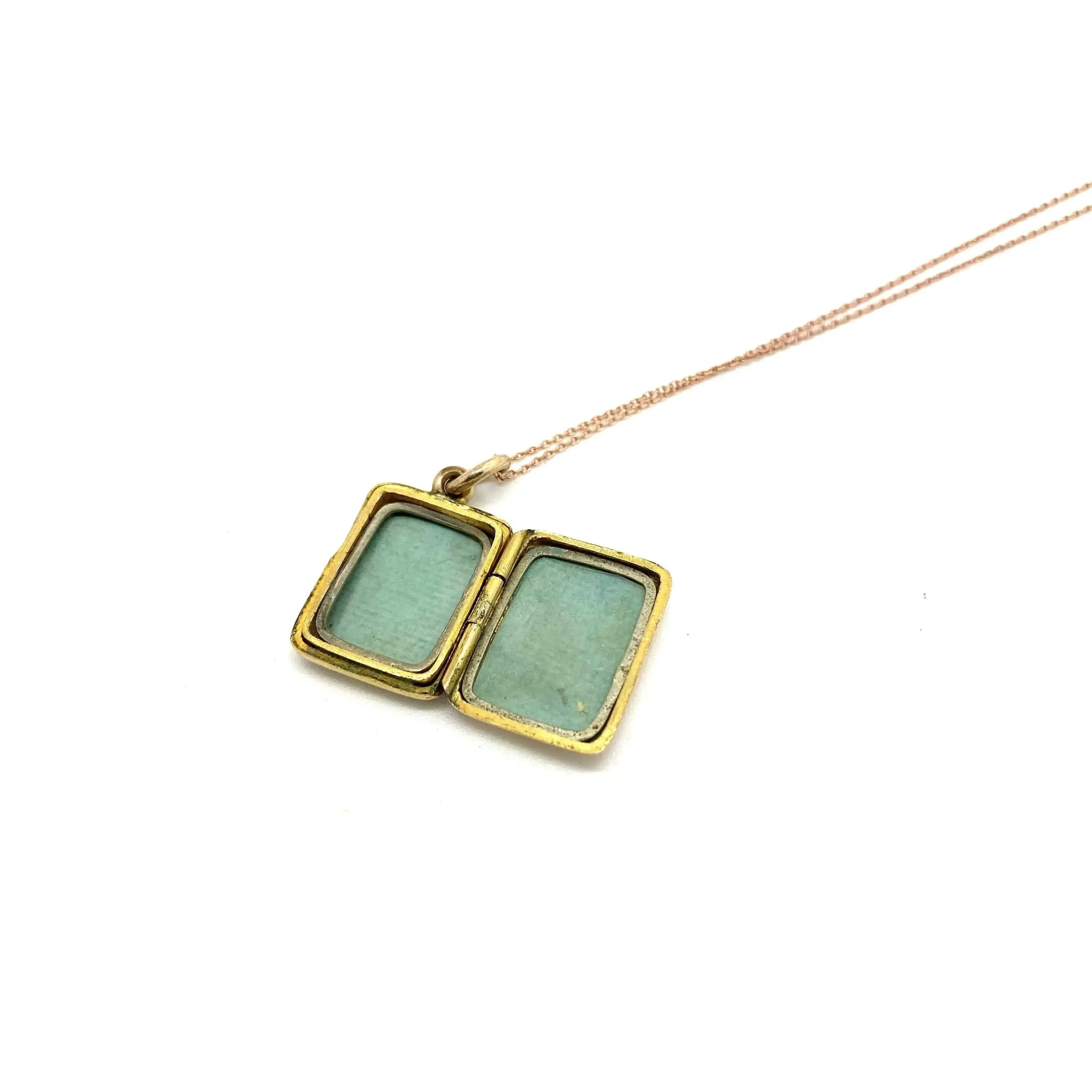 Antique Victorian 9ct Yellow Gold Rectangular Locket Necklace