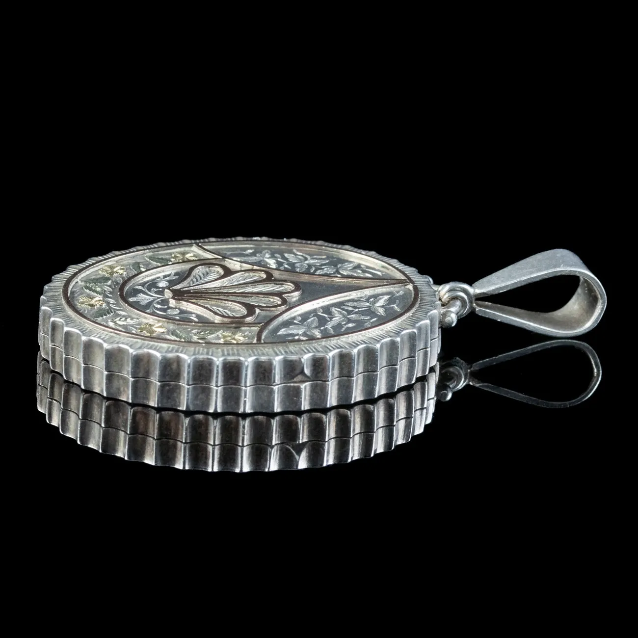 Antique Victorian Silver Gold Locket Dated 1881