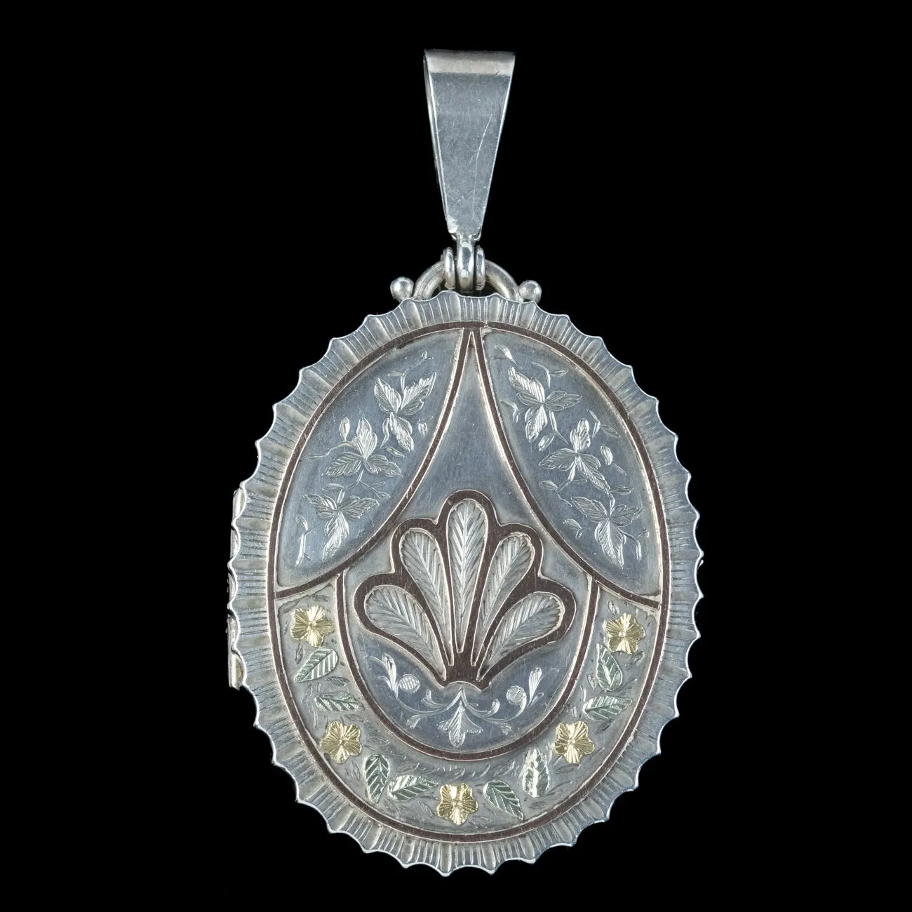 Antique Victorian Silver Gold Locket Dated 1881
