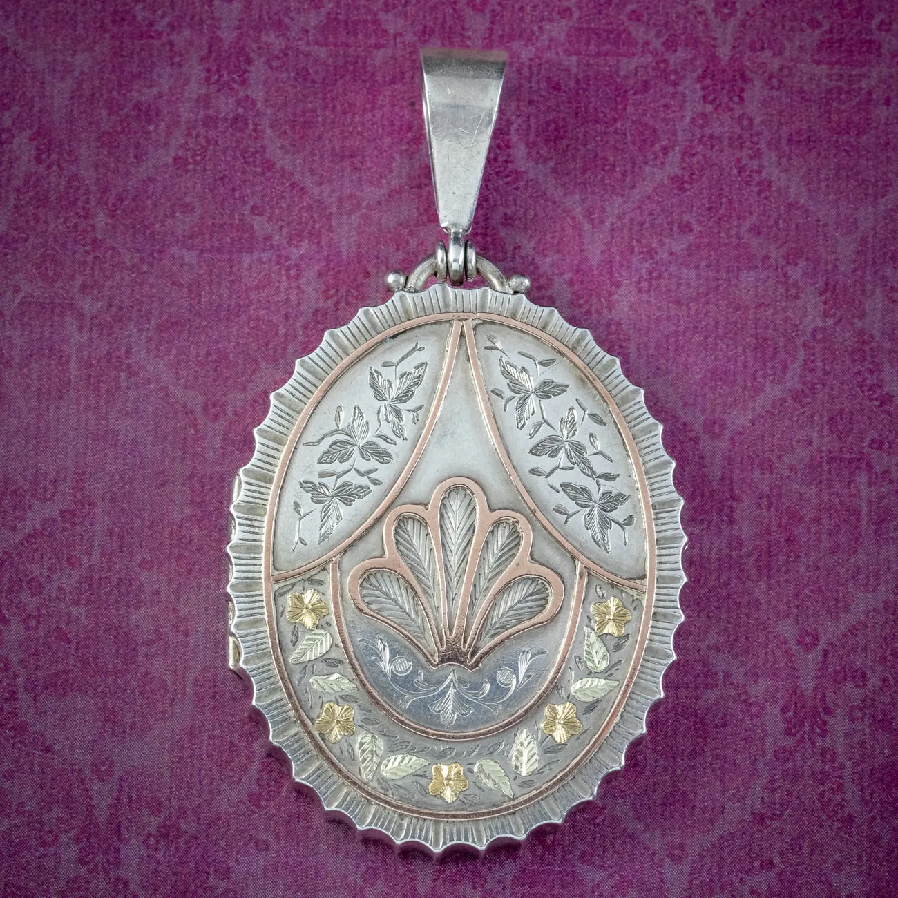 Antique Victorian Silver Gold Locket Dated 1881