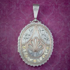 Antique Victorian Silver Gold Locket Dated 1881
