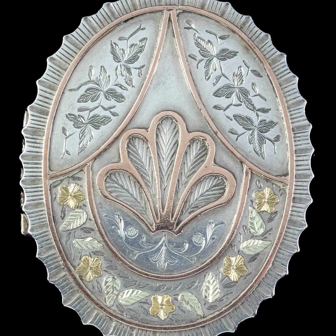 Antique Victorian Silver Gold Locket Dated 1881