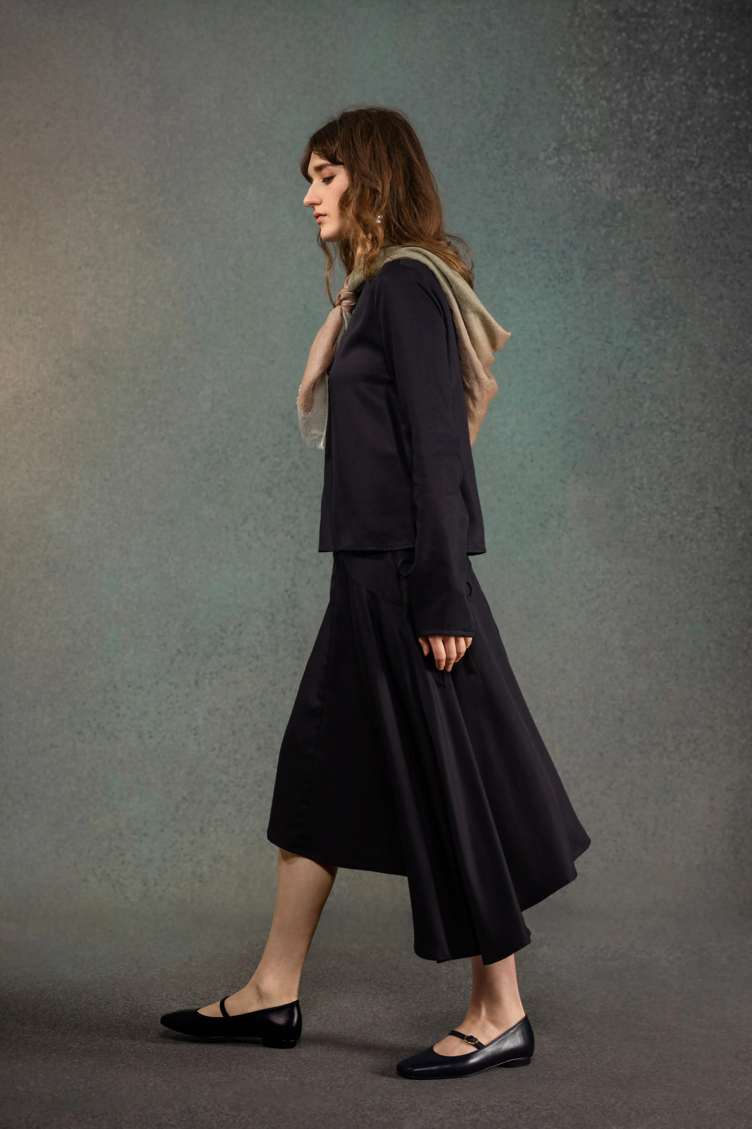 Asymmetric Hem Flare Skirt