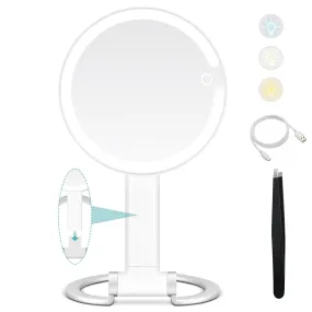 B Beauty Planet 20X Magnifying Mirror with Light, Lighted Makeup Mirror with 20X/1X Magnification, 3 Color Light and Adjustable Brightness, 3-in-1 Multifunctional Makeup Mirror with Lights 2000mAh