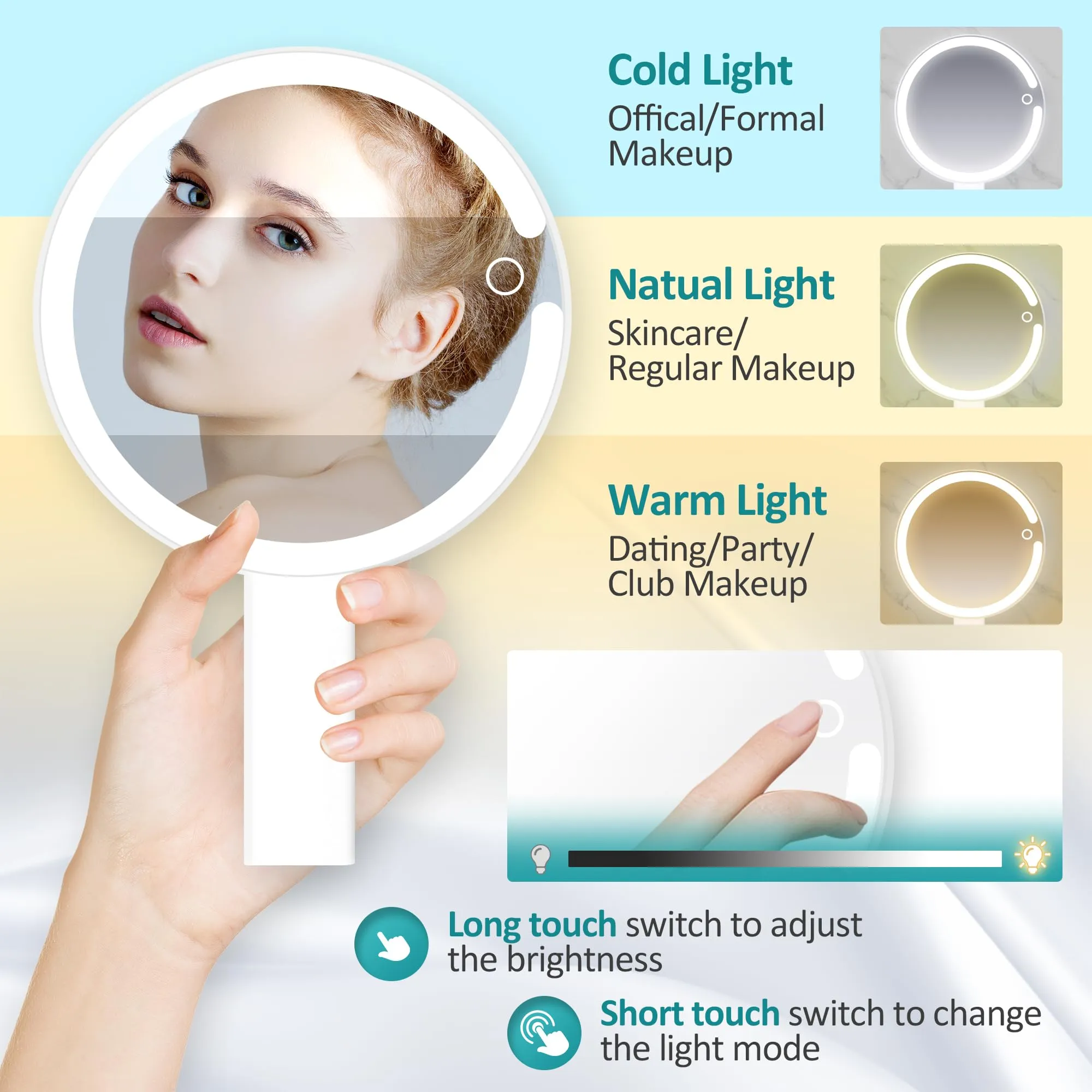 B Beauty Planet 20X Magnifying Mirror with Light, Lighted Makeup Mirror with 20X/1X Magnification, 3 Color Light and Adjustable Brightness, 3-in-1 Multifunctional Makeup Mirror with Lights 2000mAh