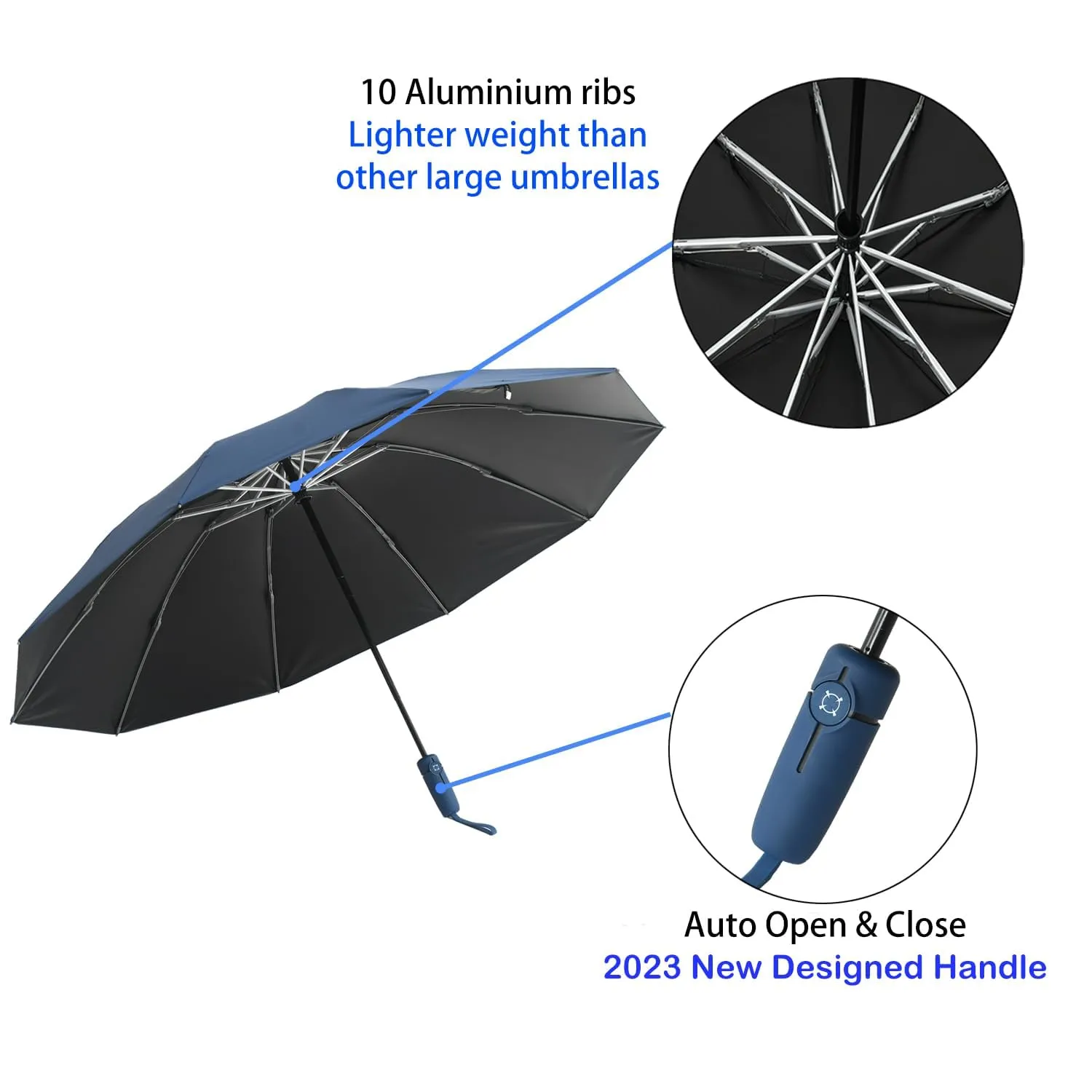 BAODINI Inverted UV Protection Umbrella for Rain and Sun Medium Size 46 inch arc Canopy UPF 50  Rverse Compact Umbrella Auto Open Close for Travel
