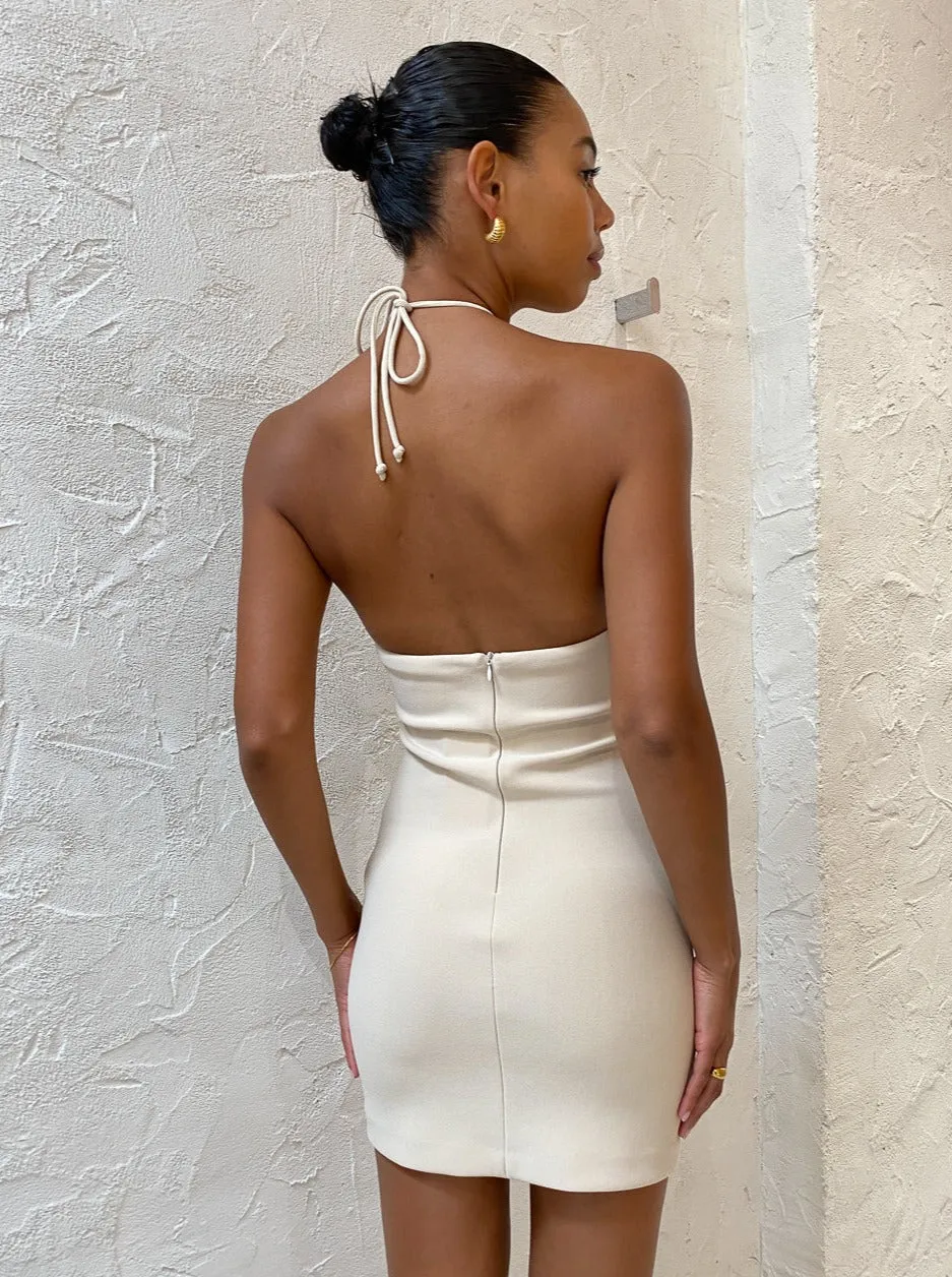 Bec and Bridge Iris Mini Dress in Macadamia