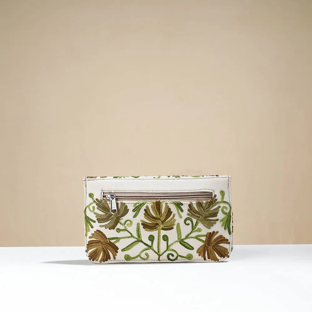 Beige - Original Chain Stitch Embroidery Leather Wallet