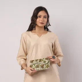 Beige - Original Chain Stitch Embroidery Leather Wallet