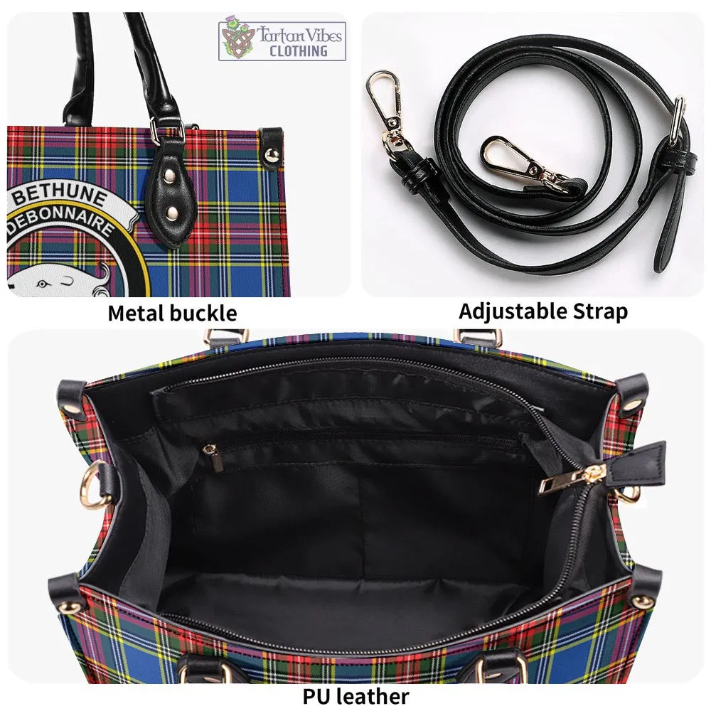 Bethune Tartan Luxury Leather Handbags with Family Crest