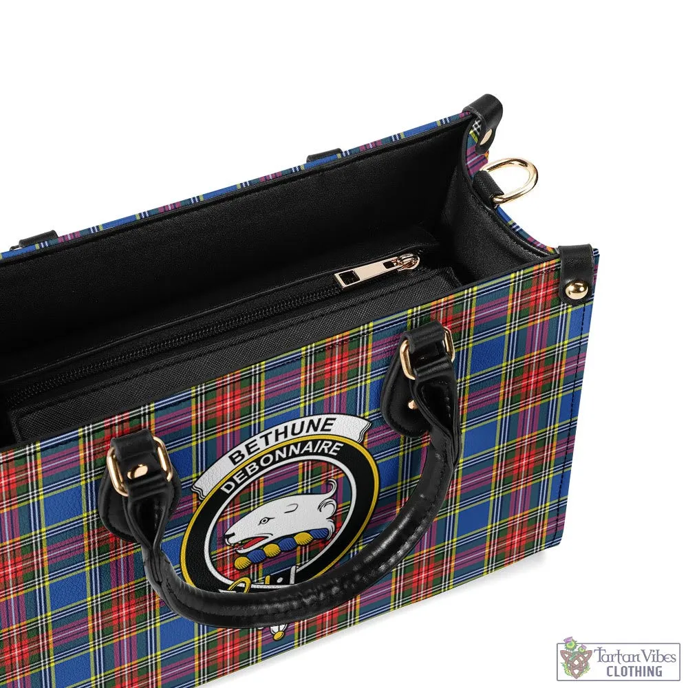 Bethune Tartan Luxury Leather Handbags with Family Crest