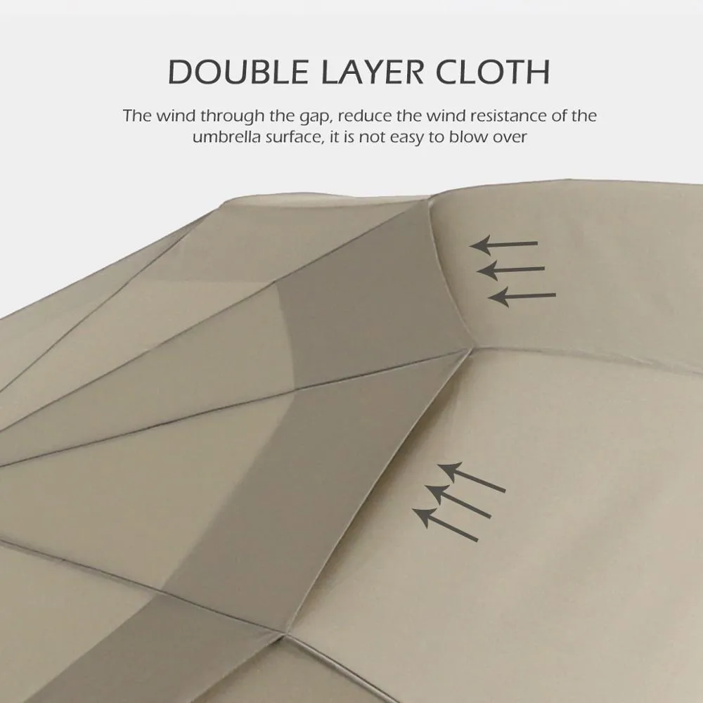 Big Umbrella Men Business Style 115cm Automatic Umbrella Rain Double Layer 10K Windproof Large Golf Umbrellas Wooden
