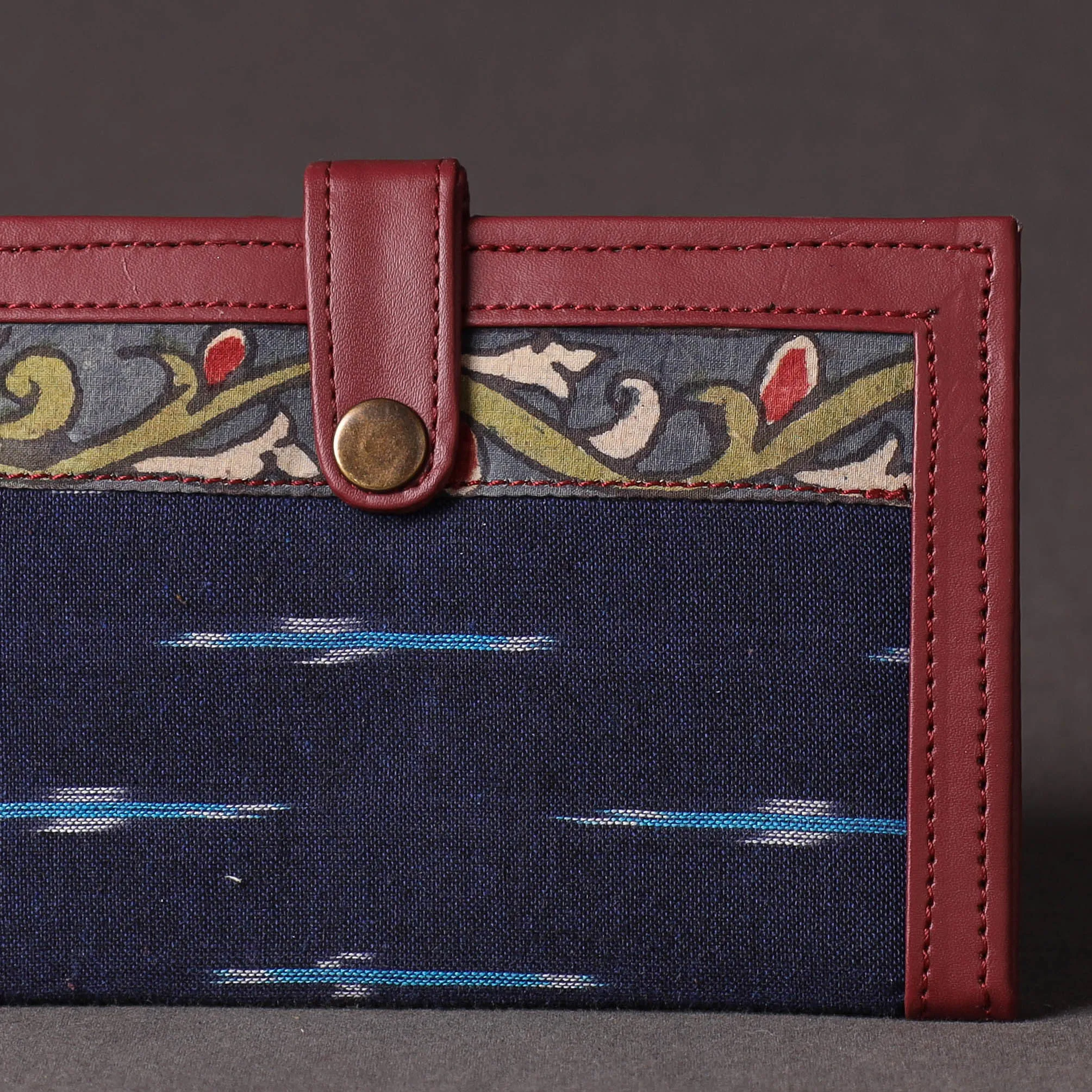 Blue - Handpainted Kalamkari Natural Dyed Cotton Wallet