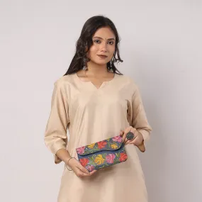 Blue - Original Chain Stitch Embroidery Leather Wallet