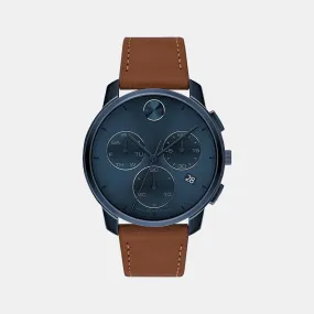 Bold Men's Blue Dial Chronograph Leather Watch 3600834