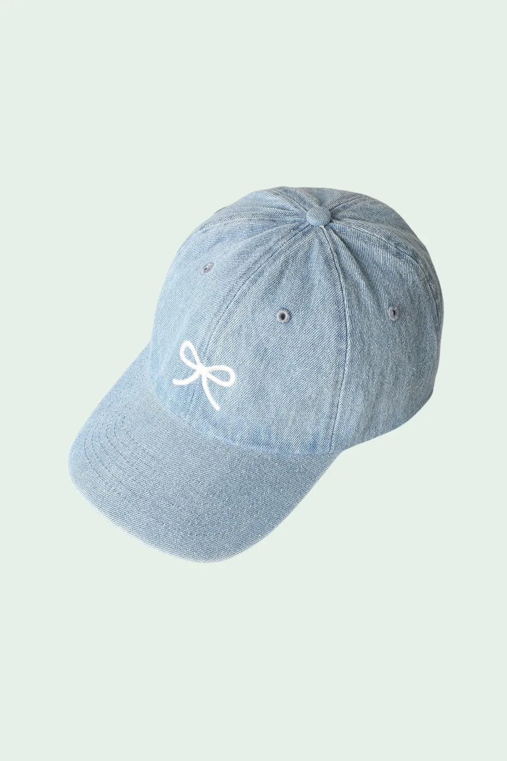 Bow Embroidered Denim Baseball Cap