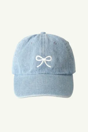 Bow Embroidered Denim Baseball Cap