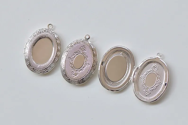 Brass Cross Oval Flat Photo Locket Pendants 22x29mm
