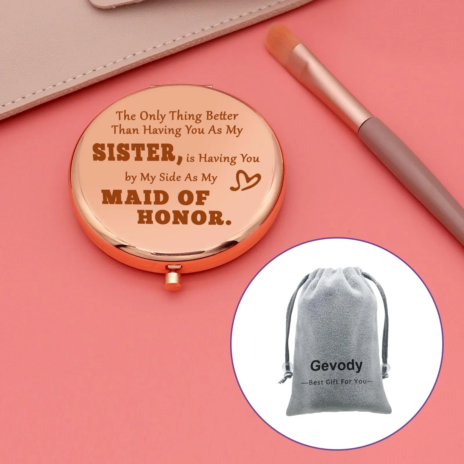 Bridesmaid Sister Gifts Maid of Honor Gifts for Sister Compact Makeup Mirror Bridal Shower Gifts Compact Mirror Sister Maid of Honor Proposal Gifts Bachelorette Party Gift Travel Pocket Makeup Mirror