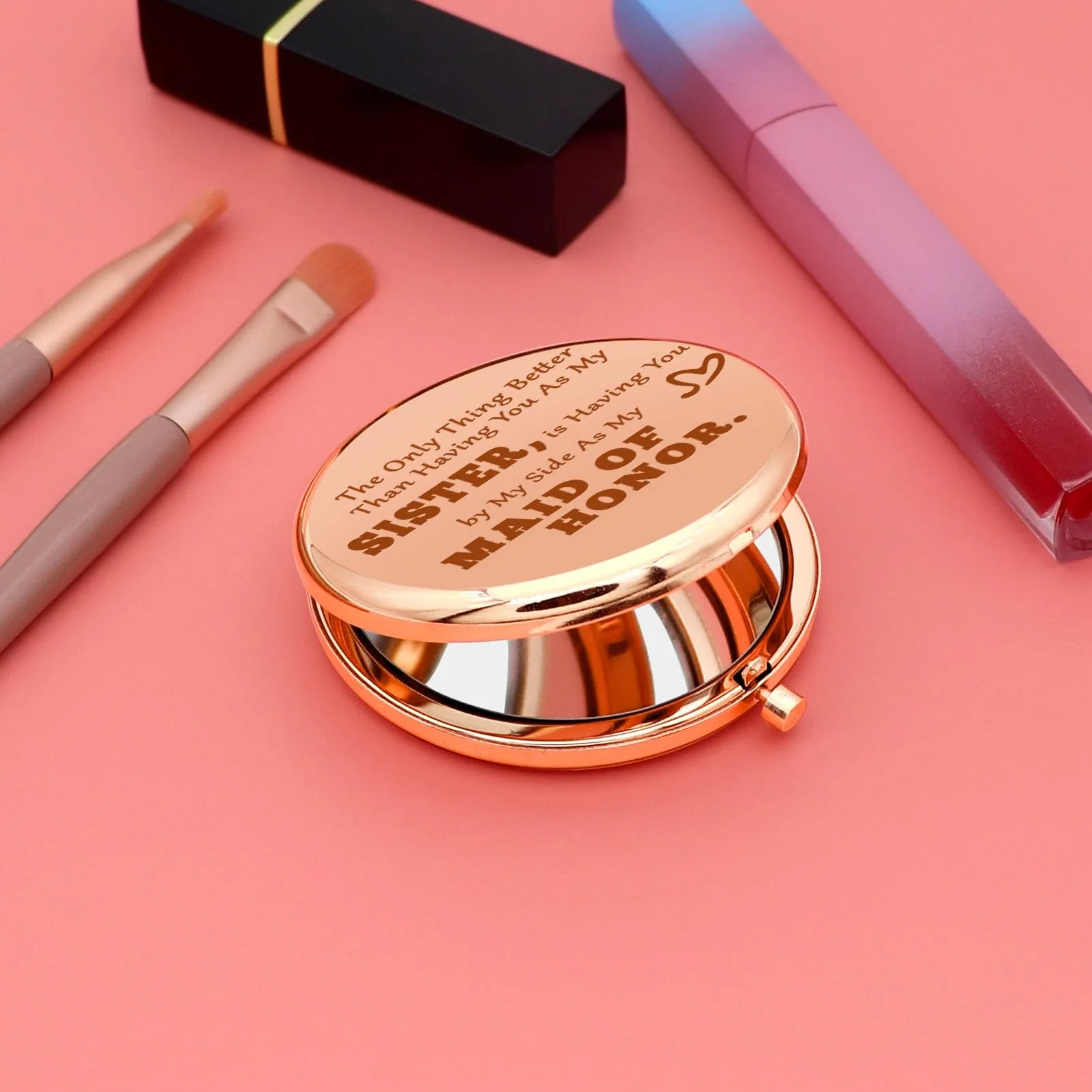 Bridesmaid Sister Gifts Maid of Honor Gifts for Sister Compact Makeup Mirror Bridal Shower Gifts Compact Mirror Sister Maid of Honor Proposal Gifts Bachelorette Party Gift Travel Pocket Makeup Mirror