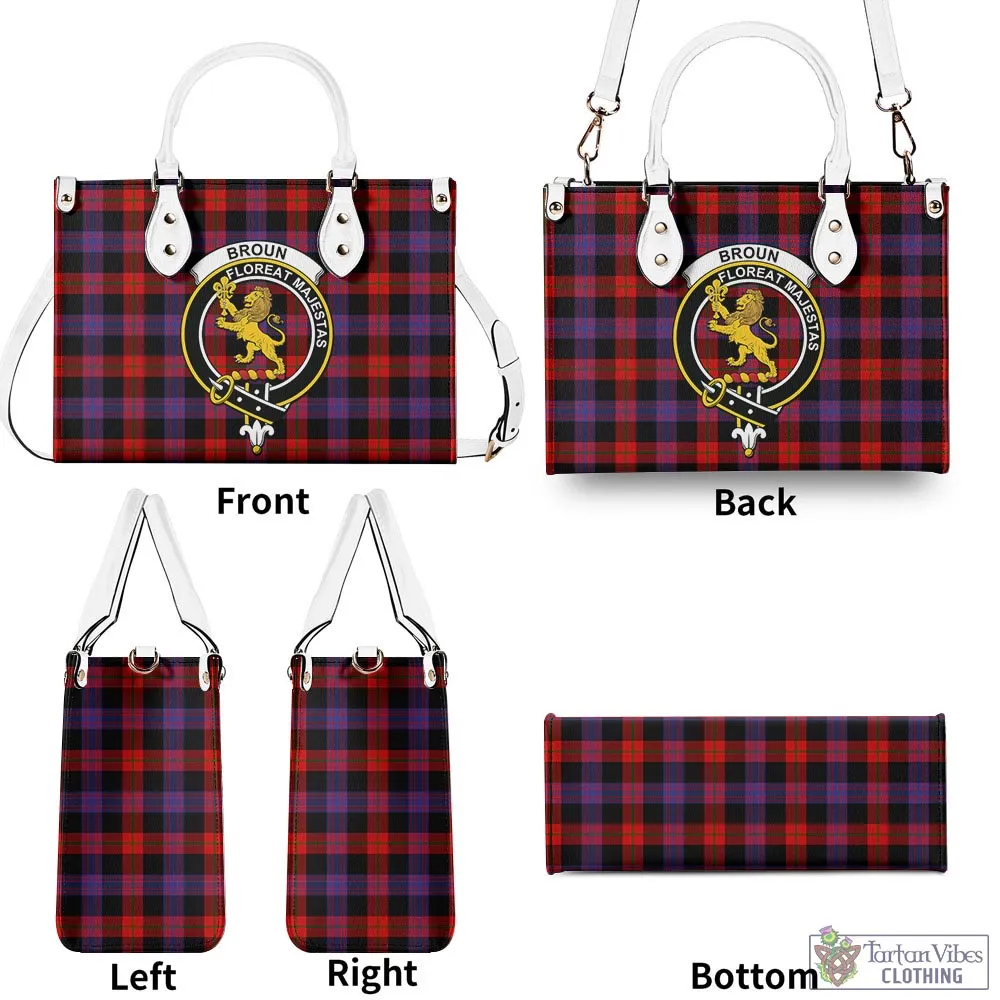 Broun Modern Tartan Luxury Leather Handbags with Family Crest