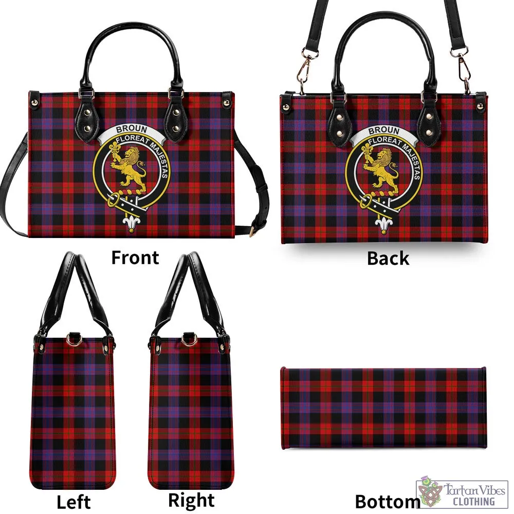 Broun Modern Tartan Luxury Leather Handbags with Family Crest
