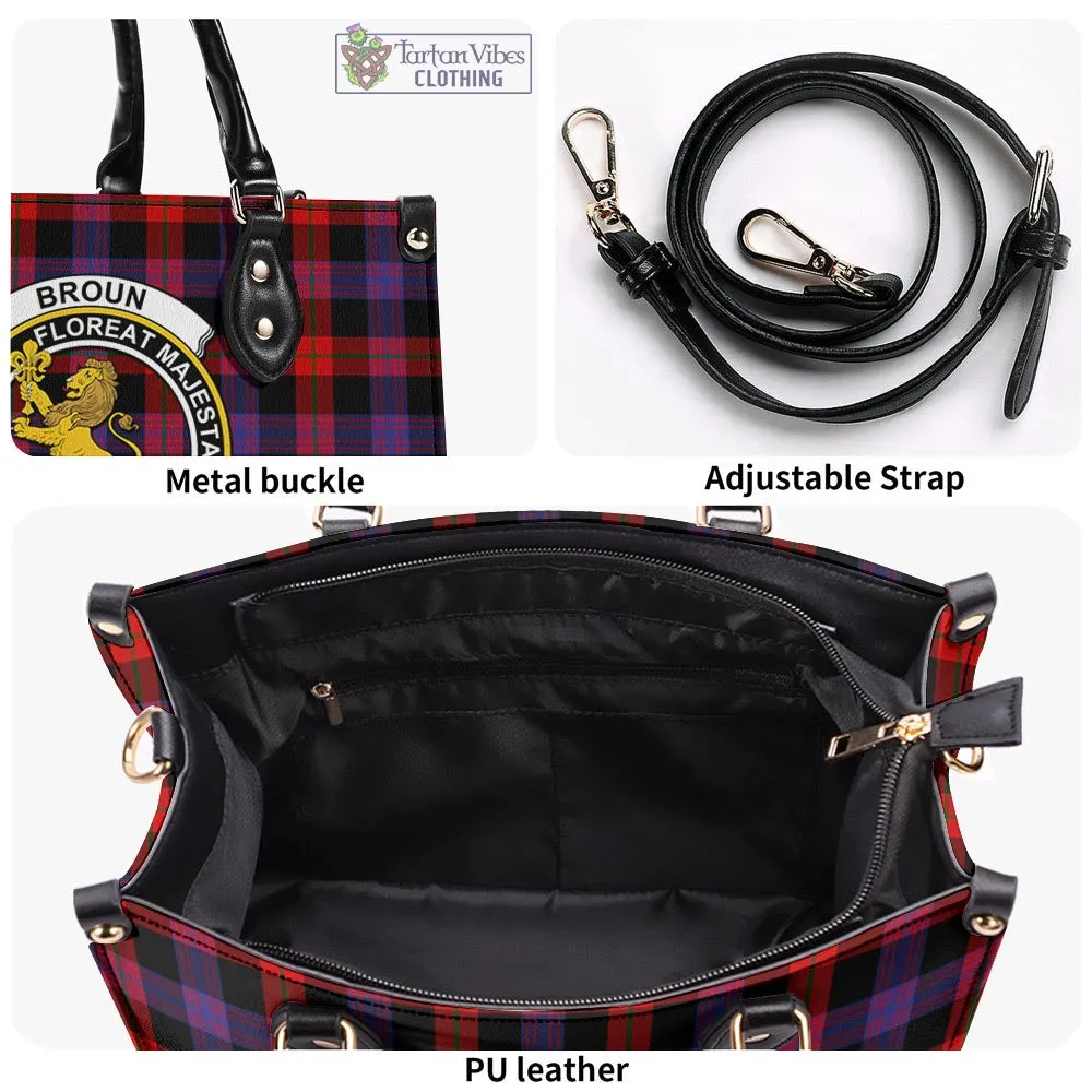 Broun Modern Tartan Luxury Leather Handbags with Family Crest