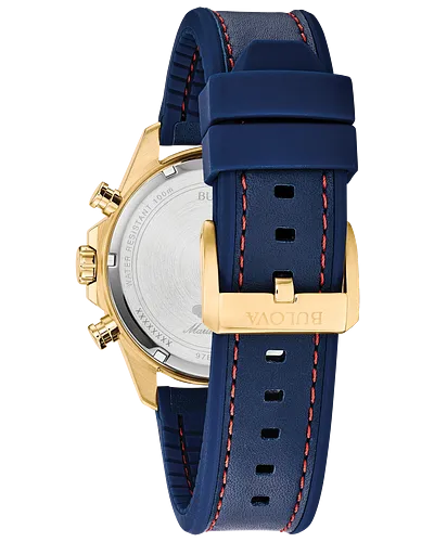 Bulova 97B168 Blue Marine Star Leather Chronograph Watch