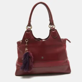 Burgundy/Red Leather Charm Tote