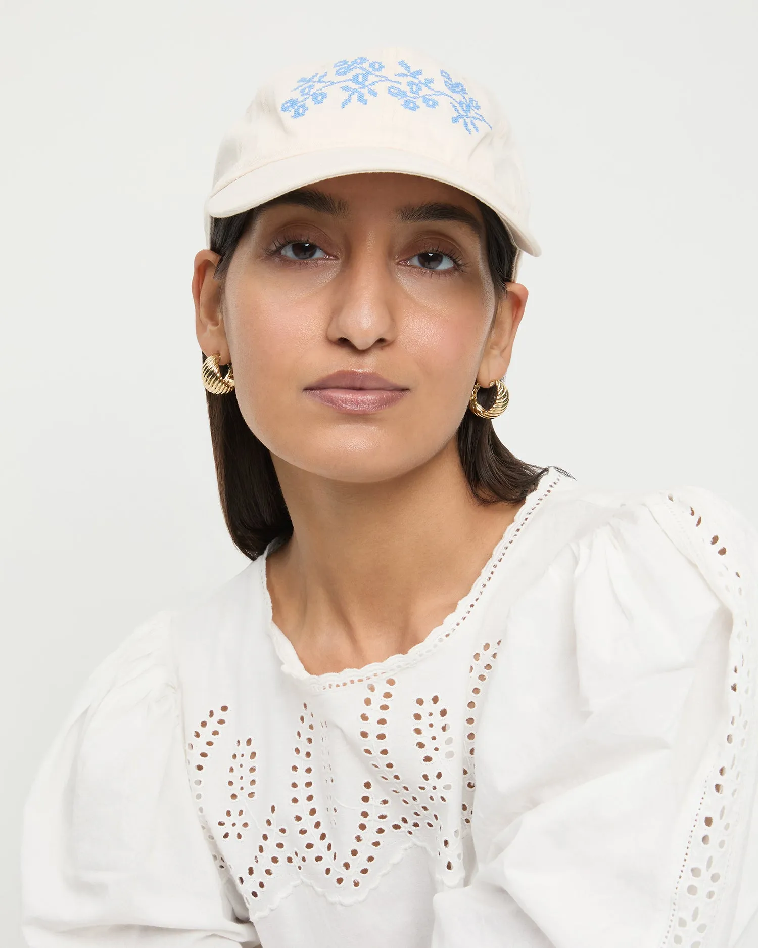 Cairo Natural/Blue Embroidered Cap