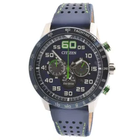 Citizen Men's Eco Drive Watch - Primo Chronograph Blue and Green Strap | CA4438-00L