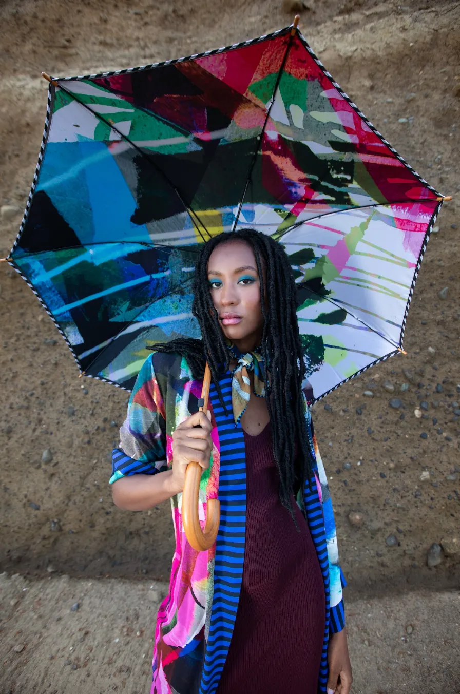 Clare O Connor Eco-Friendly Long Style Umbrella Black