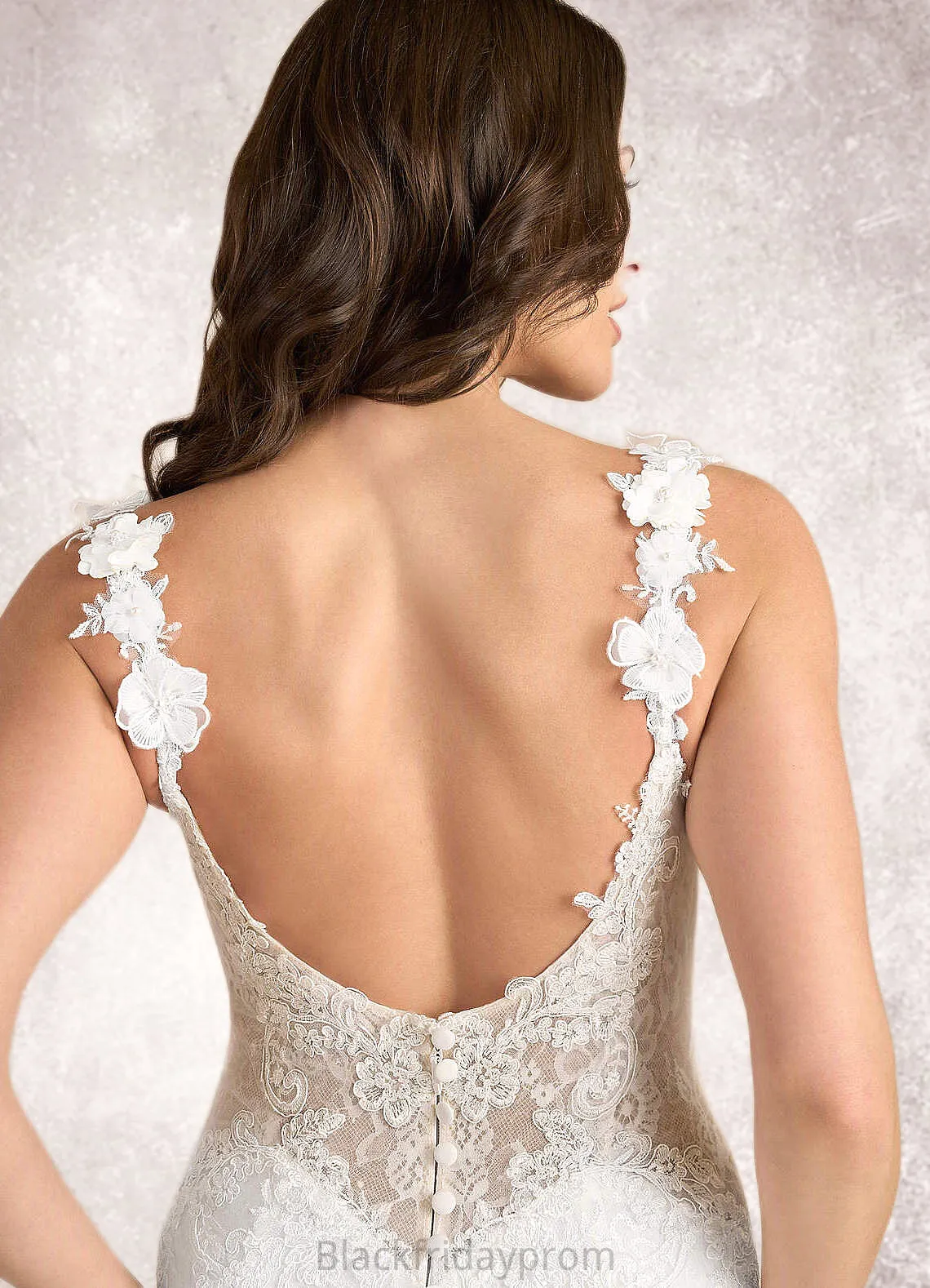 Corinne Mermaid Lace Tulle Chapel Train Dress Diamond White/Nude BF2P0022801