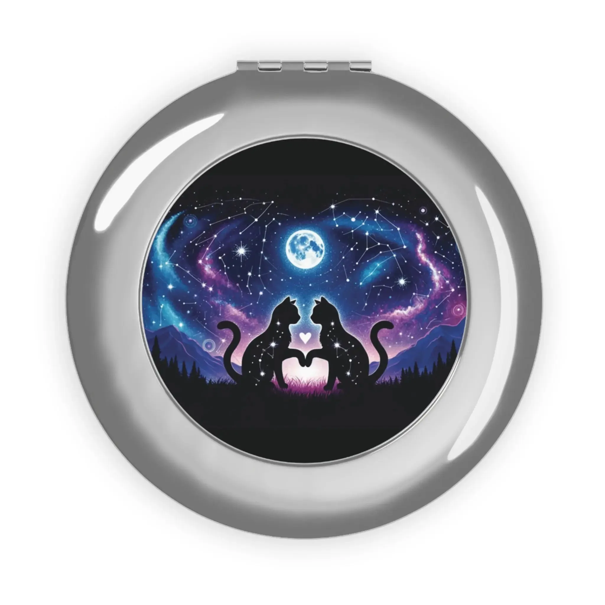 Cosmic Cat Lovers - Compact Travel Mirror