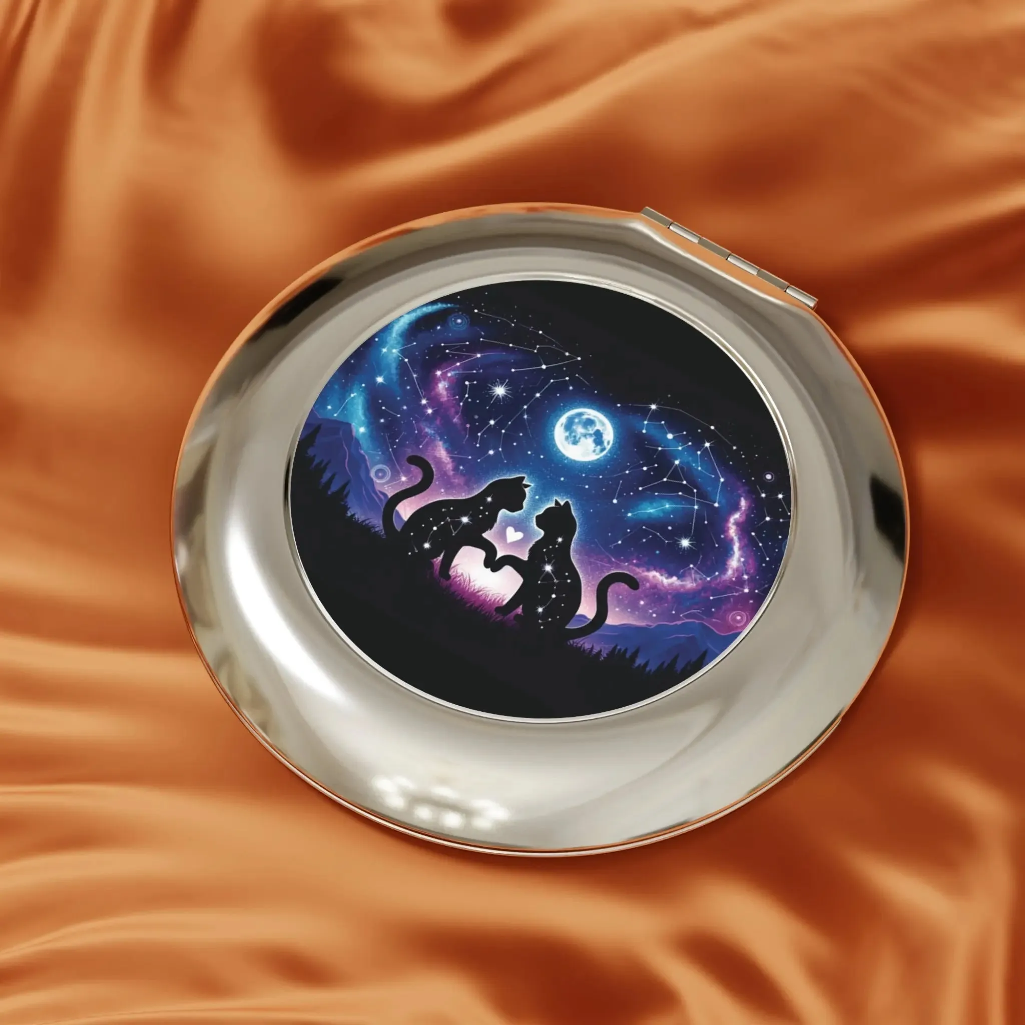 Cosmic Cat Lovers - Compact Travel Mirror
