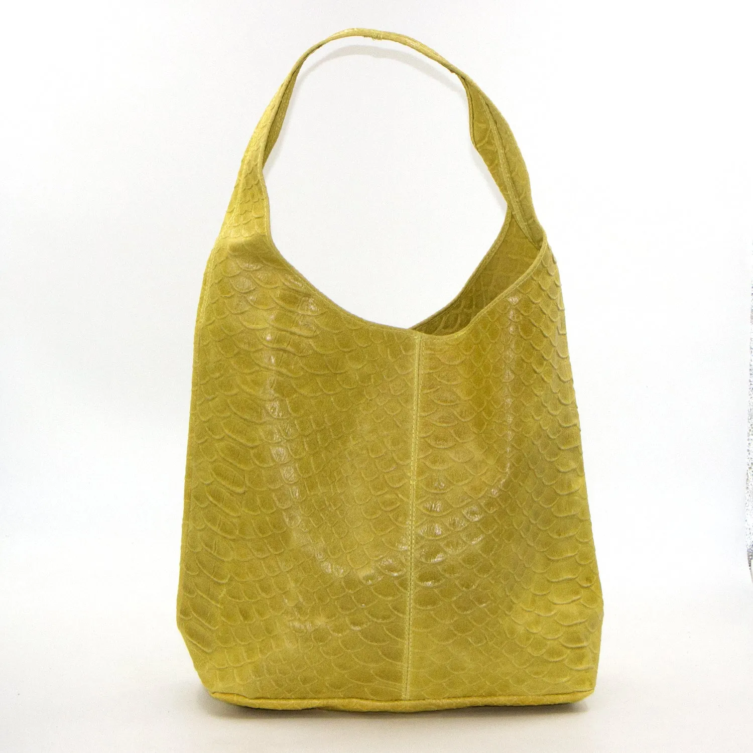Crocodile pattern leather handbag with small coin pouch
