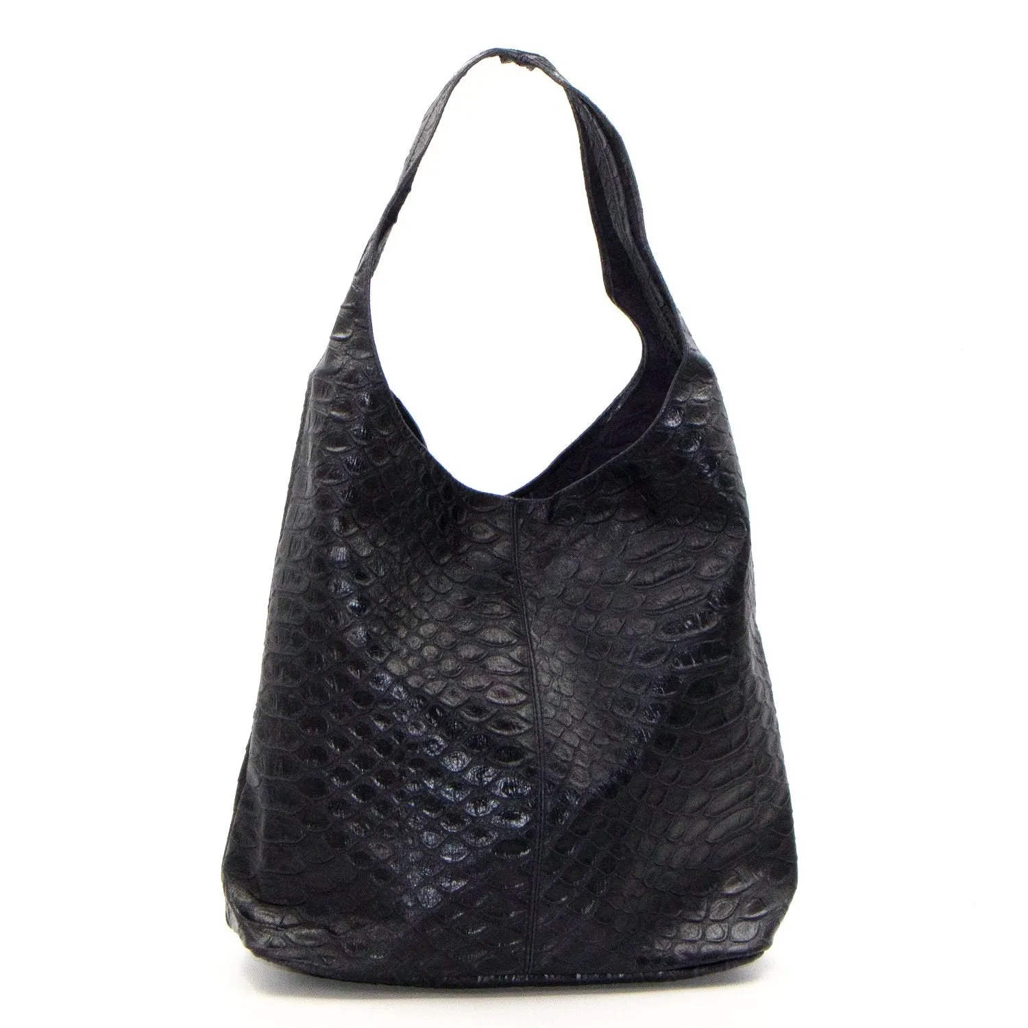 Crocodile pattern leather handbag with small coin pouch