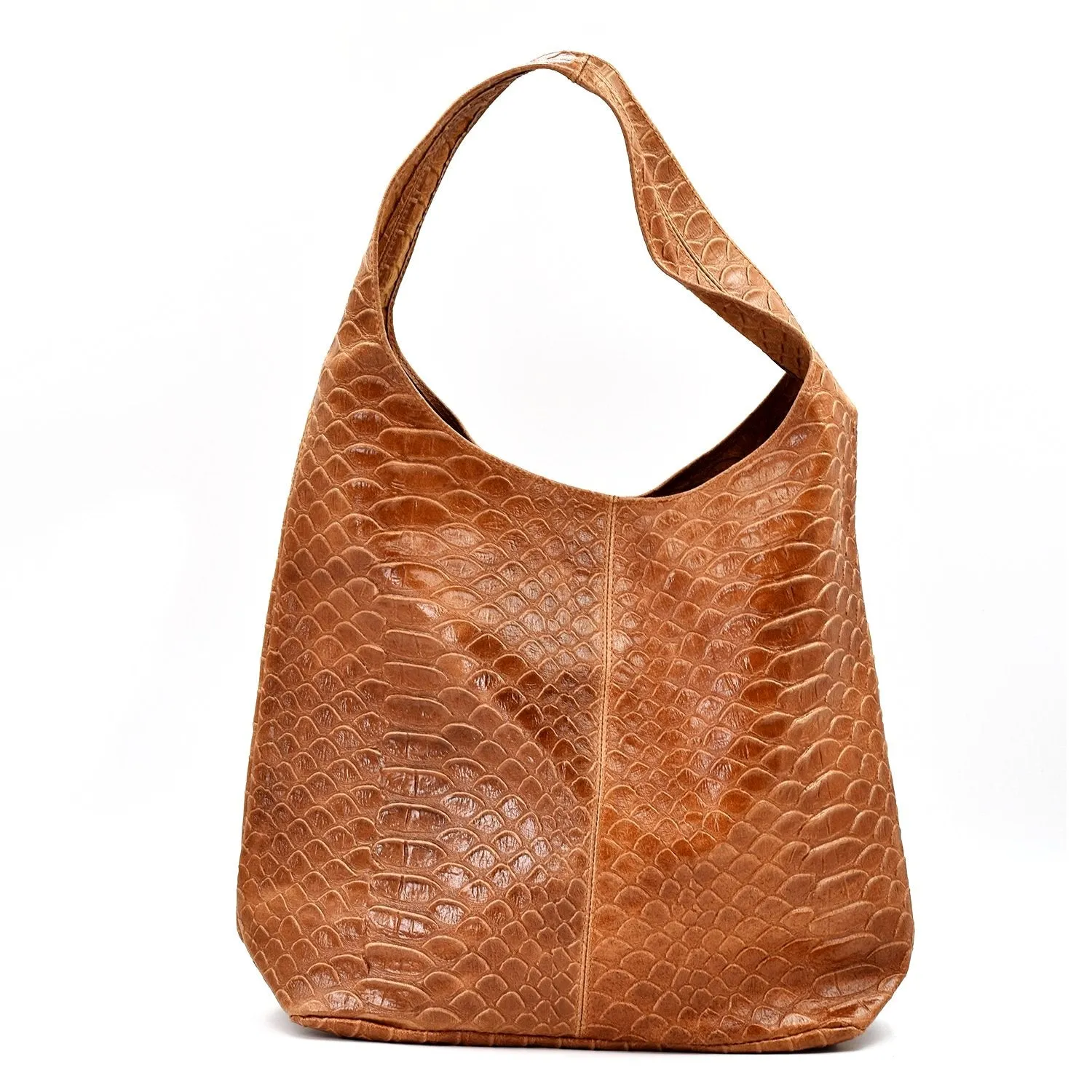 Crocodile pattern leather handbag with small coin pouch